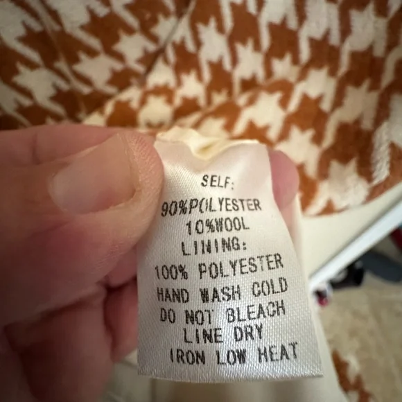 Vestique Burnt Orange White Houndstooth Trench Wool Blend Jacket Women’s M MINTY - Picture 4 of 4